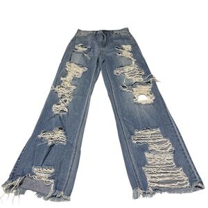 Distressed Blue Jeans